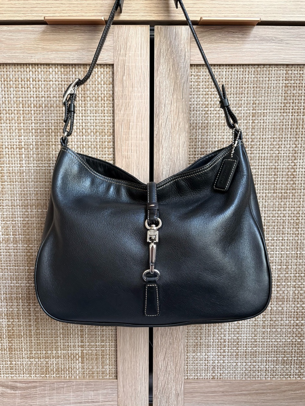 COACH Vintage Black Leather Hamilton Clip Hobo Shoulder Bag Y2K 7778 *READ*